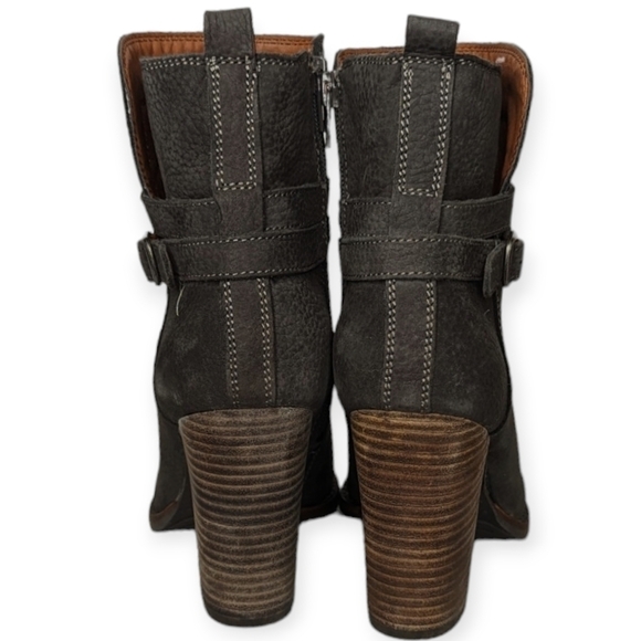 Lucky Brand Shoes Latonya Bootie Heeled Ankle Boots Nubuck Storm Black Size 6M - Picture 7 of 13